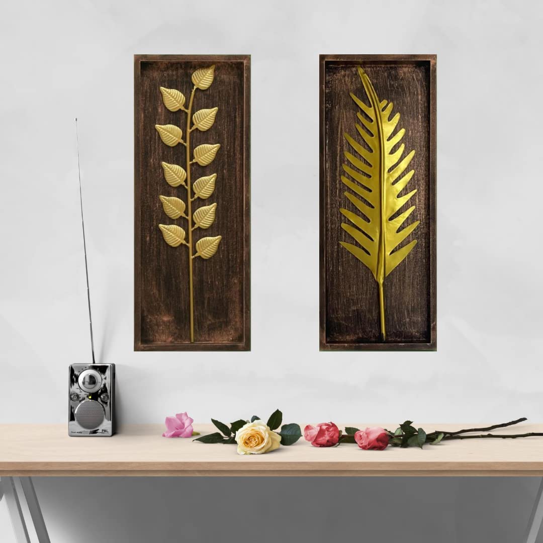 vedas Gold Metal & MDF Wall Frame Wall Hanging Mounted Sculpture Home Decor (Size 8 x 20 inches) (Set of 2) (B09STSNSJM) Amazon Price History, Amazon Price Tracker