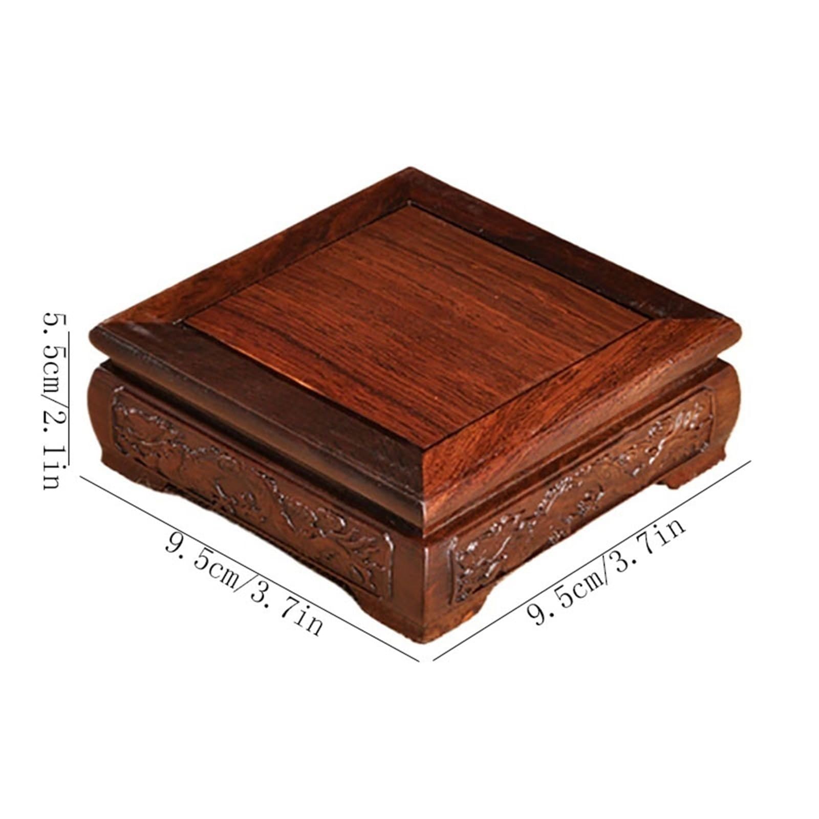 stół ekspozycyjny do bonsai Kwadratowy wazon z mahoniu podstawą do rzeźbienia w stylu chińskim, zestaw herbaty, ozdoby kamienne, cokół podstawka pod doniczki(Mały)