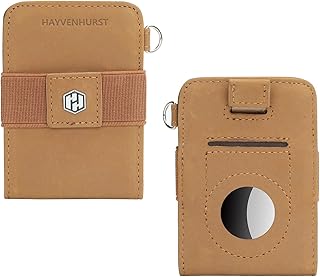 AirTag Wallet - Minimalist Slim Front Pocket Wallet - AirTags Holder Accessories for Men - Air Tag Genuine Leather Cash Credit Card Sleeve Wallet GPS Tracker (Brown)