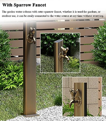 Poste de agua de acero inoxidable de 34 pulgadas con colgador de manguera negro 5
