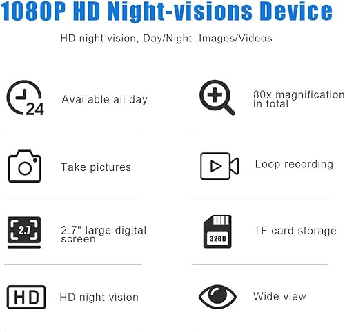 Miniatura 5 de HUVIOVED Binoculares de visión nocturnagafas de visión nocturnavisión nocturna montada en la cabeza con zoom digital de 8 X y pantalla grande de 2.7