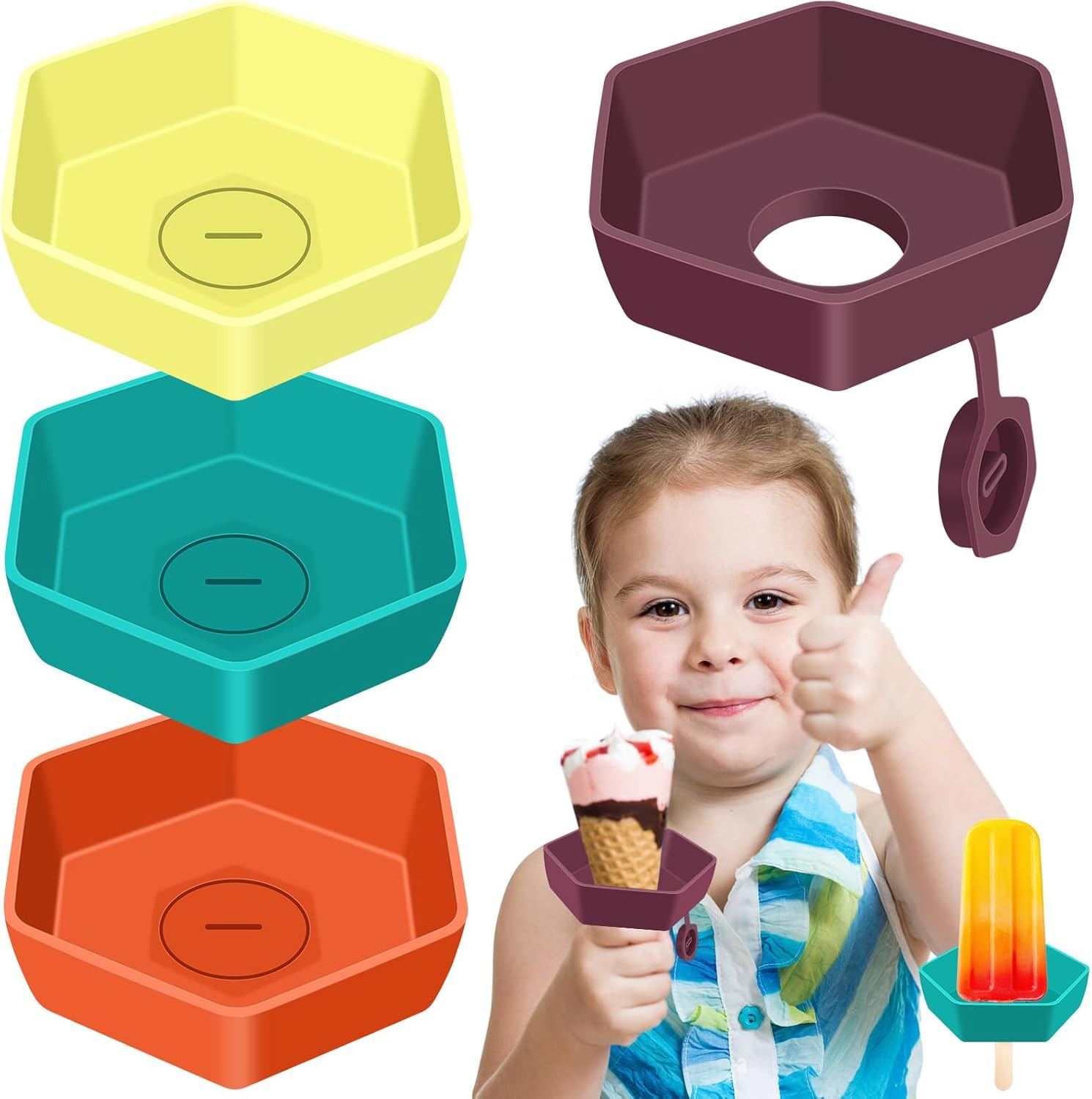 Azonee Children's Popsicle Stand, Popsicle and Ice Cream Stand, Bpa Free and Dishwasher Safe - No Drip Frozen Treat Holders - No Drip Popsicle Holders for Kids and Adults Perfect for Summer (4 Pcs)