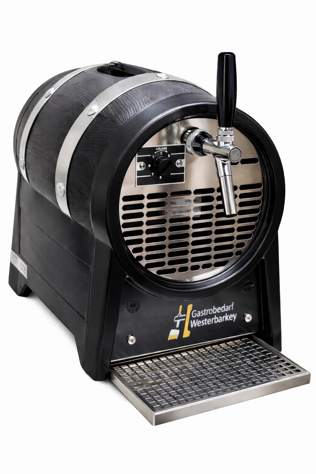 Zapfanlage in Bierfassform 1ltg 60l/h mit Kompensatorschankhahn & Tropfblech