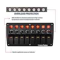 Vista 2 de THALASSA Panel de interruptores basculantes de barco marino de 8 cuadras, impermeable con disyuntor, panel de interruptores de palanca de encendido