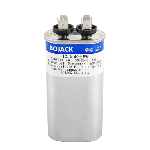BOJACK 125 uF 6 125 MFD 370 V440 V CBB65 Condensador de arranque ovalado para funcionamiento de motor de CA o arranque del ventilador y aire
