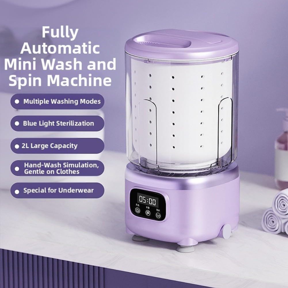 Lavatrice Piccola Mini Lavatrice Portatile con Centrifuga Lavatrice Specifica per Biancheria Intima Lavatrice Campeggio Macchina per Lavare Portatile Purple