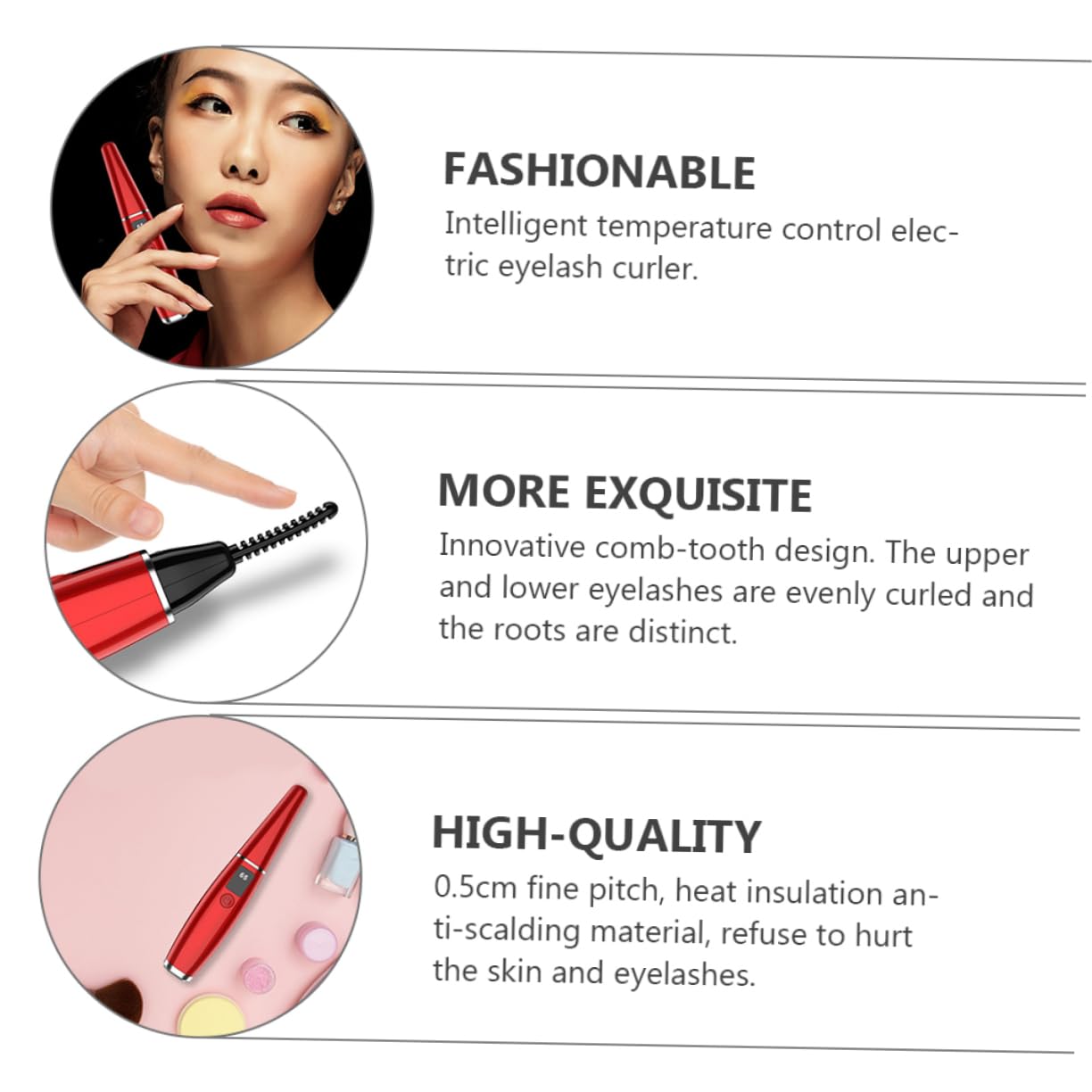 Ipetboom Portable Charging Heated Eyelash Curler 10 Seconds Fast Heating 10 Degree Curve for Lash Enhancement