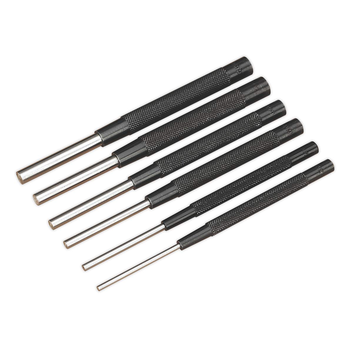 Sealey AK9123 Parallel Pin Punch Set 6 Pieces Chrome Vanadium Steel 3-8mm