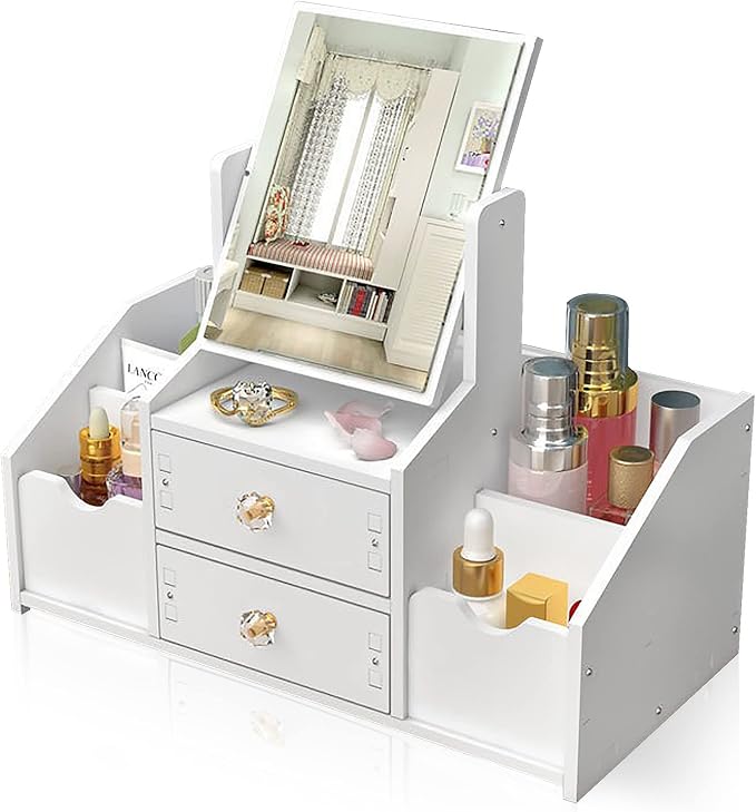 Organizer Angolare Da Bagno | 2 Ripiani | Metallico Con Vassoio ABS | Nero | Per Trucchi E Cosmetici