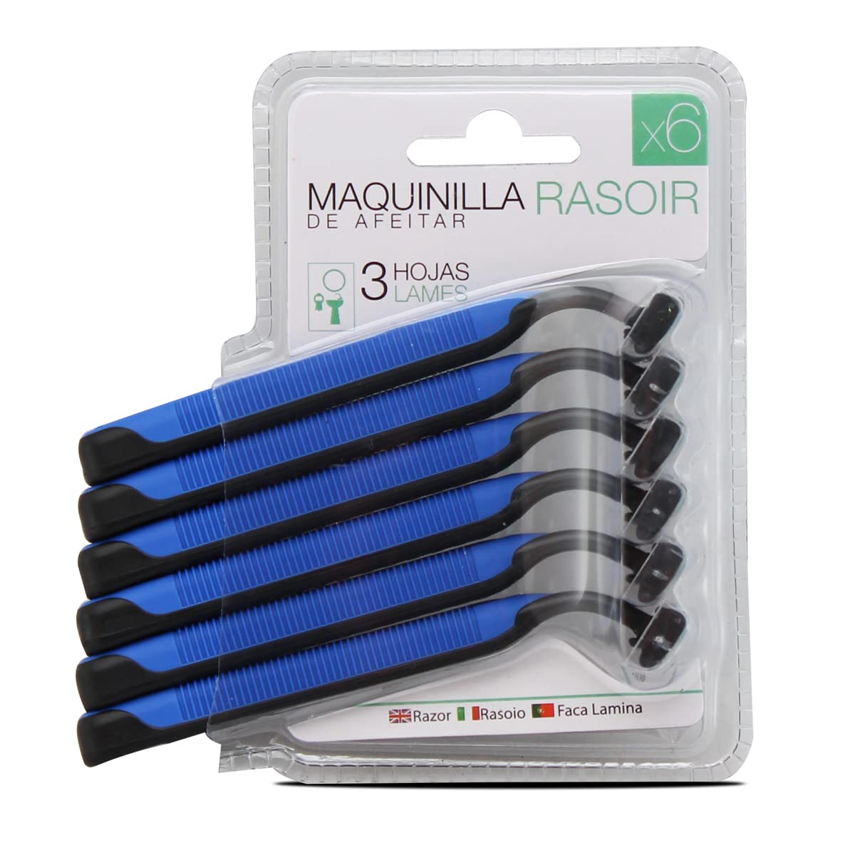 Juego de 24 paquetes de 6 Maquinillas de Afeitar Desechable, Maquinilla de Afeitar con 3 Cuchillas para Hombres, Maquinillas de Afeitar Manual, Cabezal Fijo