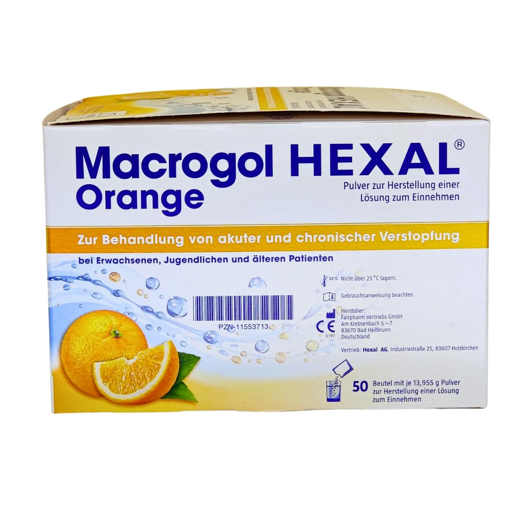 Macrogol Orange 1x 50 Beutel I lösliches Pulver bei Verdauungsträgheit mit Orangengeschmack I ab 12 Jahren I Unterstützung der Darmfunktion I Spar-Set plus Pharma Perle give-away