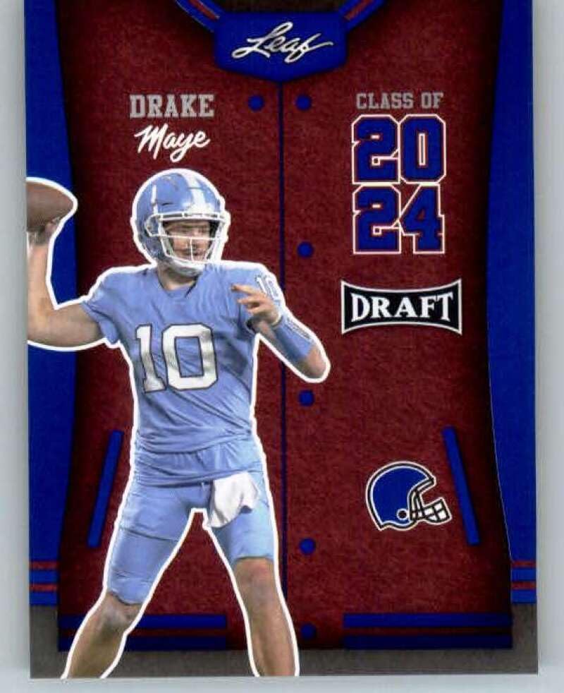 2023 Leaf Draft Blue #79 Drake Maye North Carolina Tar Heels RC Rookie Football Trading Card