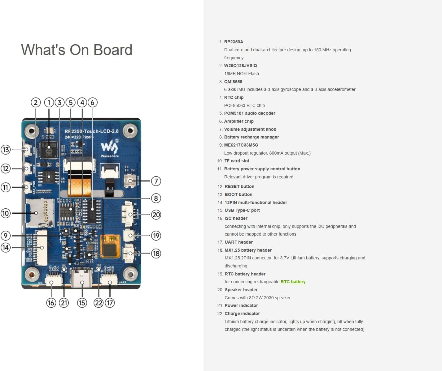 RP2350 2.8inch Touch Display Dev Board, RP2350 MCU Board with 2.8inch LCD, 240×320 Pixels, 5-Point Capacitive Touch IPS SPI Display, Dual-core&Dual-Architecture, Multiple Interfaces