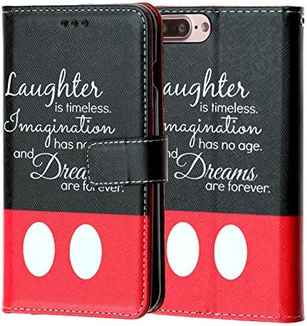 EDEALSAVING Laughter is Timeless iPhone 8 Plus Wallet Case, IMAGITOUCH Folio Flip PU Leather Wallet Case with Kickstand Wrist Strap and Card Slots for iPhone 8 Plus - Dream Quotes Wallet