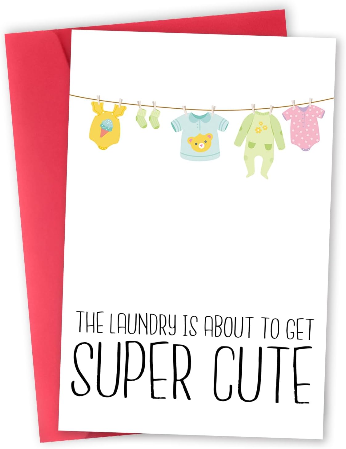 Funny Baby Shower Card for New Mom Dad Parents, Adorable Baby Shower Card for Girl Boy, New Baby Arrival Card, Congrats Pregnancy Card, Super Cute Laundry
