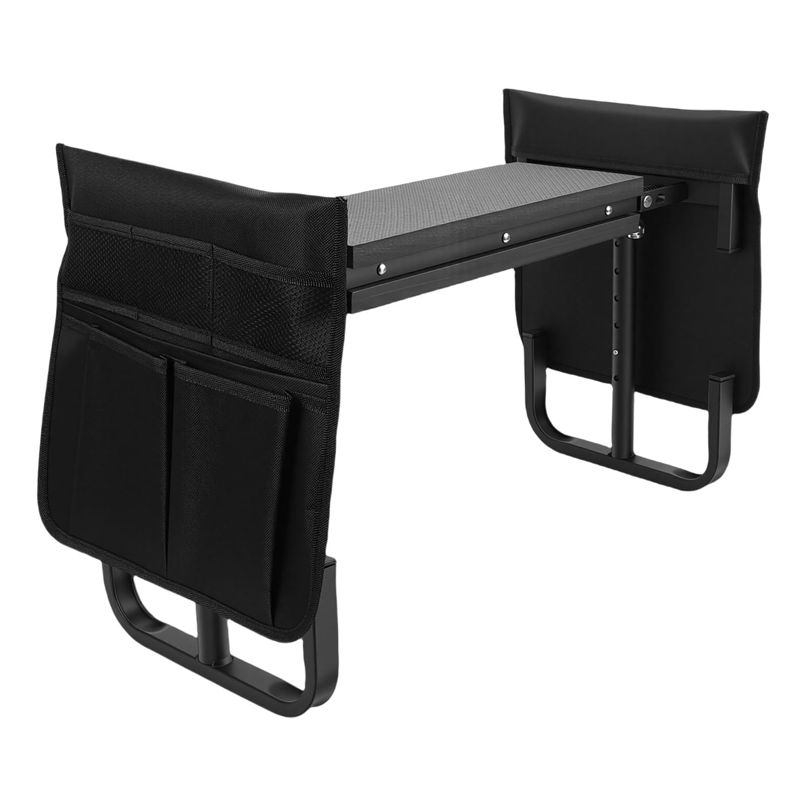 Asiento para Arrodillarse en el Jardín Banco de Jardinería Plegable Taburete de Jardinería Altura Ajustable 10.6 Pulgadas de Ancho Capacidad de 400 LB con 2 Bolsas de Herr (Negro)