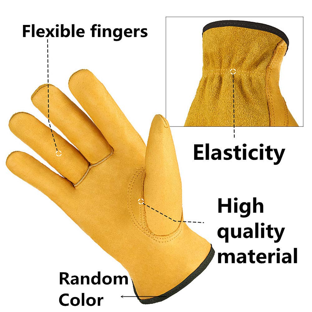 Para soldadores/Guantes de barbacoa/soldadura, HEELPPO Guantes de Cuero for Hombres Guantes de Soldadura Guantes de Apicultura Guantes de jardinería Hechos de Piel de Vacuno Perforación y Corte Adecua