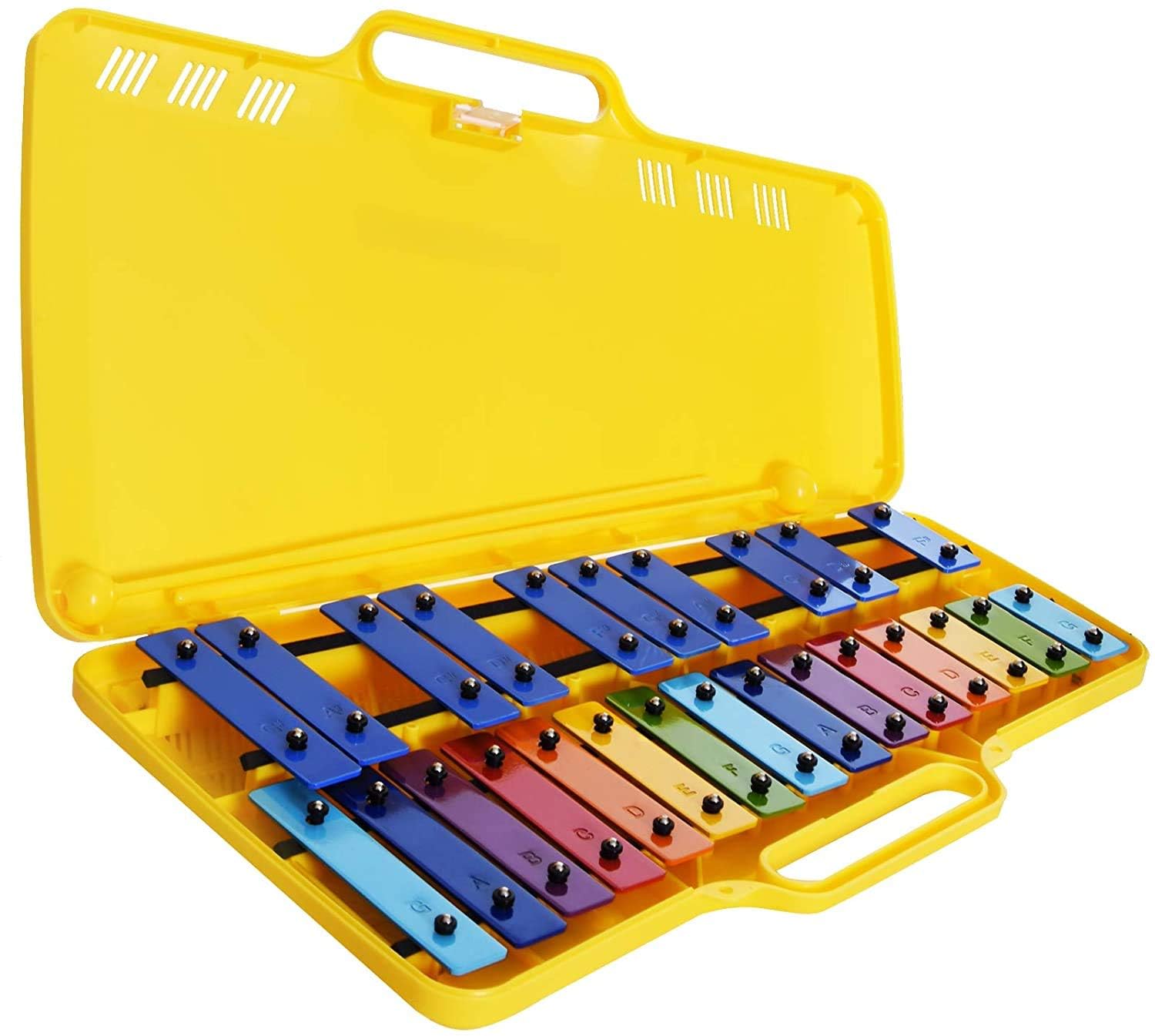 ROCKSTAR MUSIC - Pack de Xilófono AX25N3 y Armónica L418 Instrumento Musical, Metalófono, Carrillón, Glockenspiel 25 Notas Metálicas Mazas y Estuche