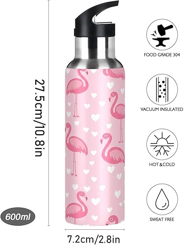Miniatura 9 de Cute Pink Flamingos Stainless Steel Water Bottle 32 Oz Leakproof Water Bottles, BPA-Free Sport Water Bottle Insulated