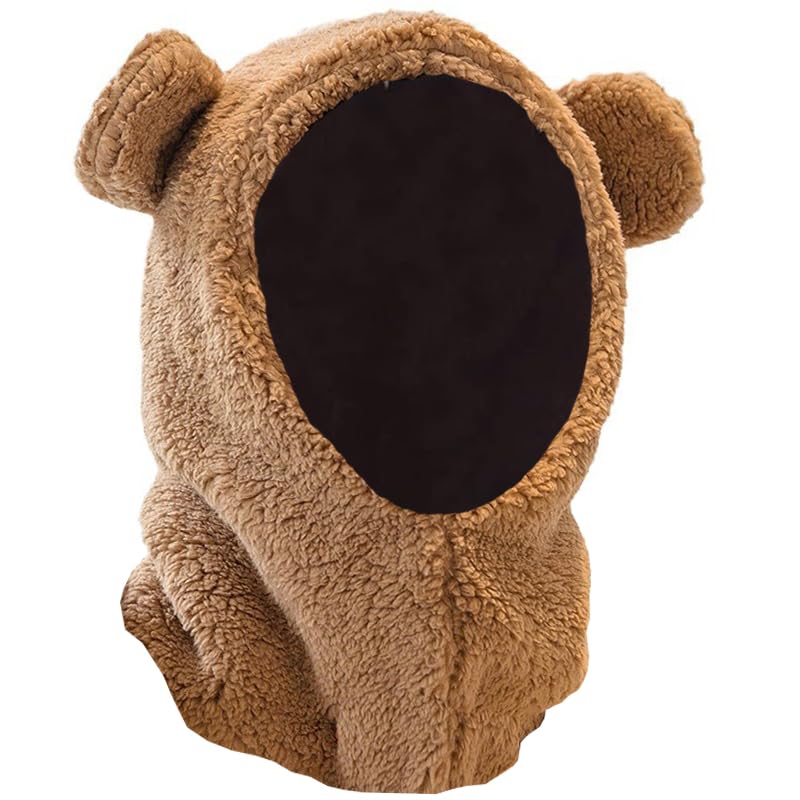 2 in 1 Kids Bear Hat Scarf Toddler Balaclava Winter Warm Beanies Cap Thick Fleece Skull Caps for Boys Girls