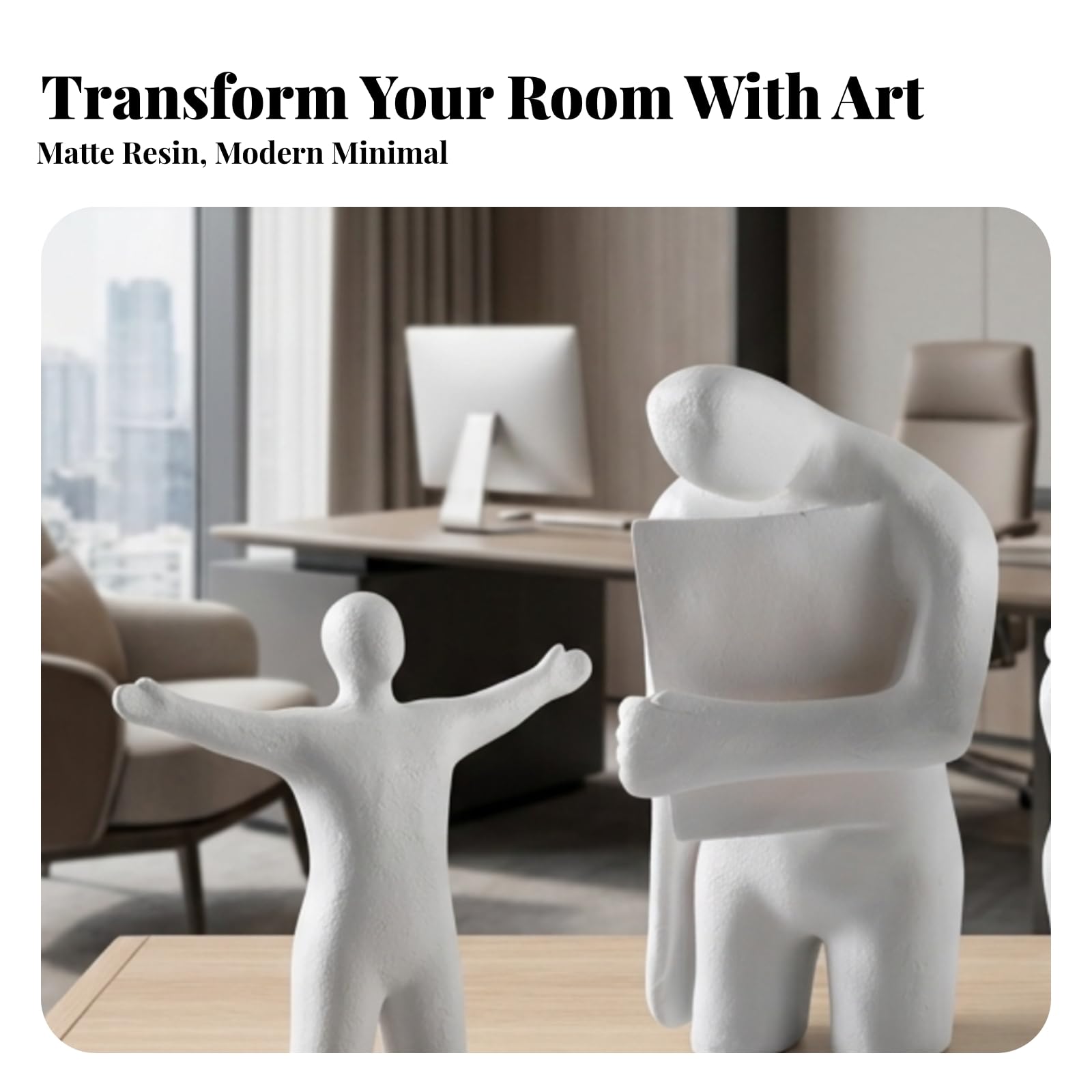 Figura Resina Artística |, Minimalista, Escultura Resina, para Escritorio, Salón, L