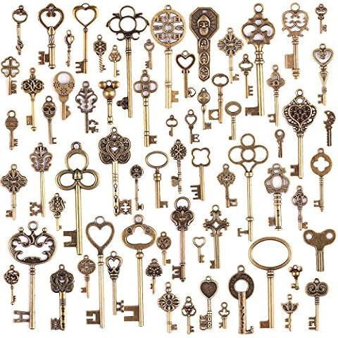 JuanYa Wholesale 70 Pieces Antique Bronze Vintage Skeleton Mixed Key Charms DIY Necklace Pendant for Handmade Jewelry Making Cover