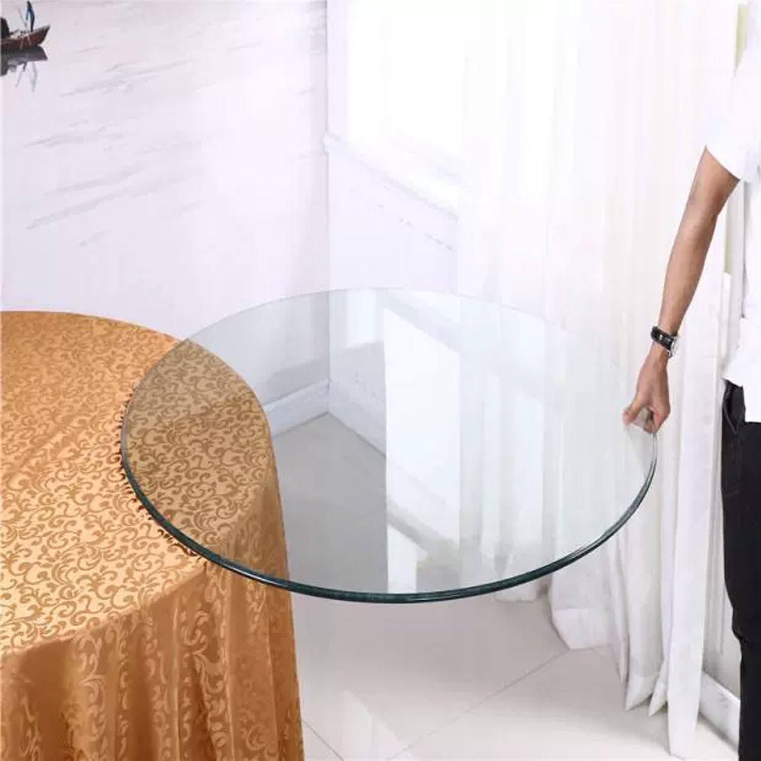 Okrągły blat ze szkła hartowanego 35 cm - 100 cm elegancki i idealny do stołu środkowego i użytku na zewnątrz stylowa szklana powierzchnia do wystroju domu