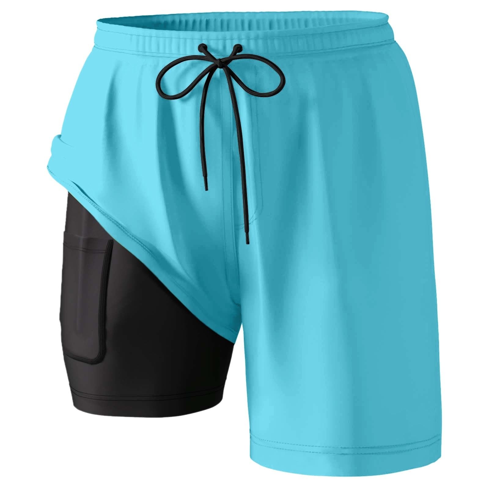 Short de bain pour homme - Design dégradé - Construction à deux couches - Taille élastique - Séchage rapide - Pour les voyages côtiers et les loisirs aquatiques avec poche pratique