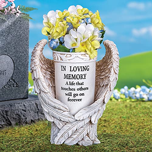 Collections Etc Angel Wings Memorial Vase Garden Décor Yard Stake - Sentimental Planter Decoration, Beige #TOP1