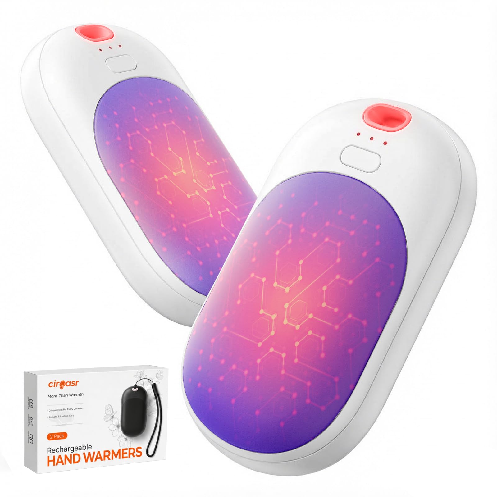 Handwärmer Elektrisch 2er-Set, Taschenwärmer Wiederverwendbar | 1s Schnellheizung, 3 Stufen, 11h Wärme, 4000mAh Ultradünn Handwärmer für Outdoor Camping Skifahren & Geschenk