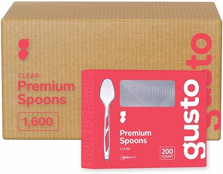 Comfy Package [Case of 1,600] Premium Heavyweight Disposable Clear Plastic Spoons