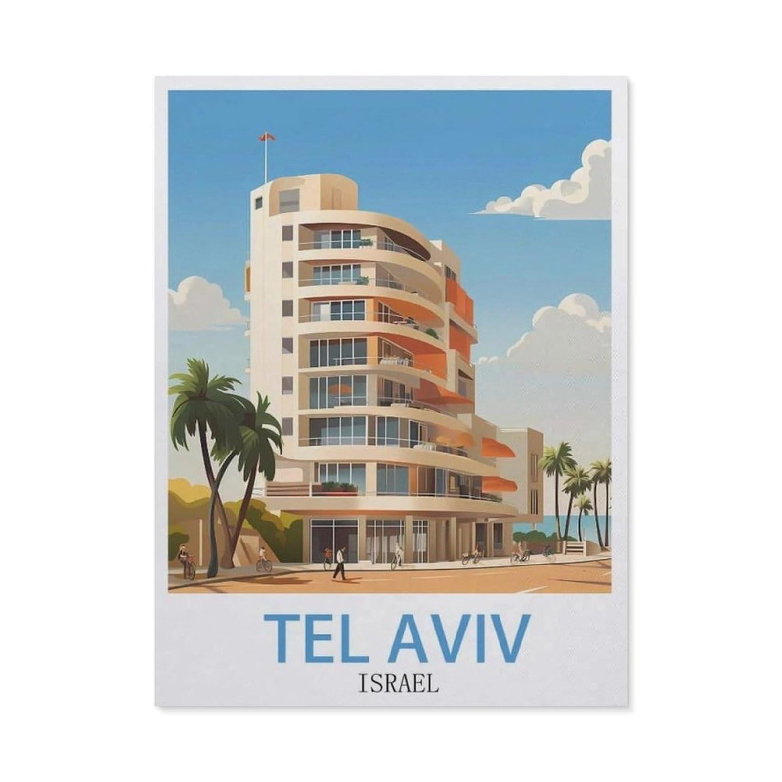 Vintage Art Metal Signs Funny Sign，Tel Aviv Israel(20x30cm）