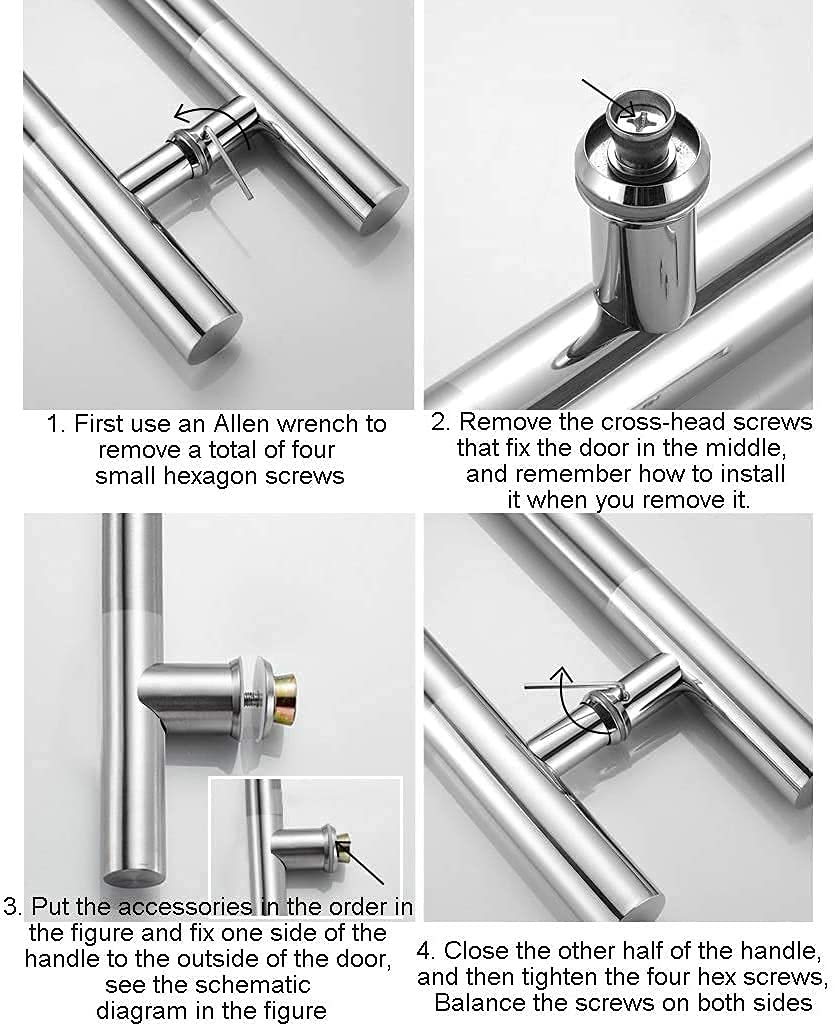 Maniglia per Porta Maniglia per Porta in Vetro in Acciaio Inossidabile Maniglie per Porte Scorrevoli per Ufficio Tubolari Commerciali 10 Dimensioni Maniglie per Porte Hardware/60 * 40Cm
