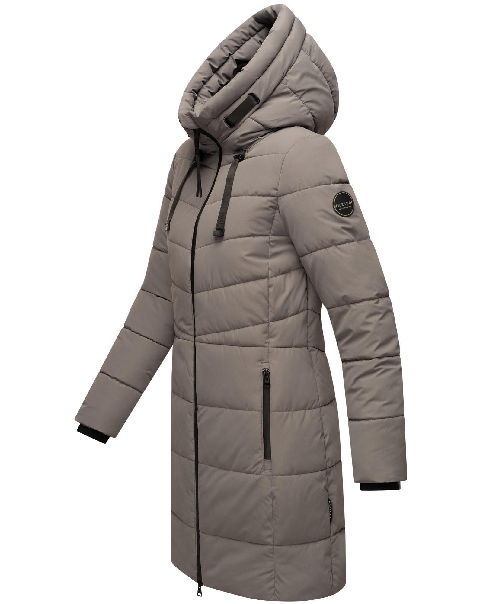 MARIKOO Damen Winterjacke lange Winter Stepp Jacke mit Teddyfell warm gefüttert B978