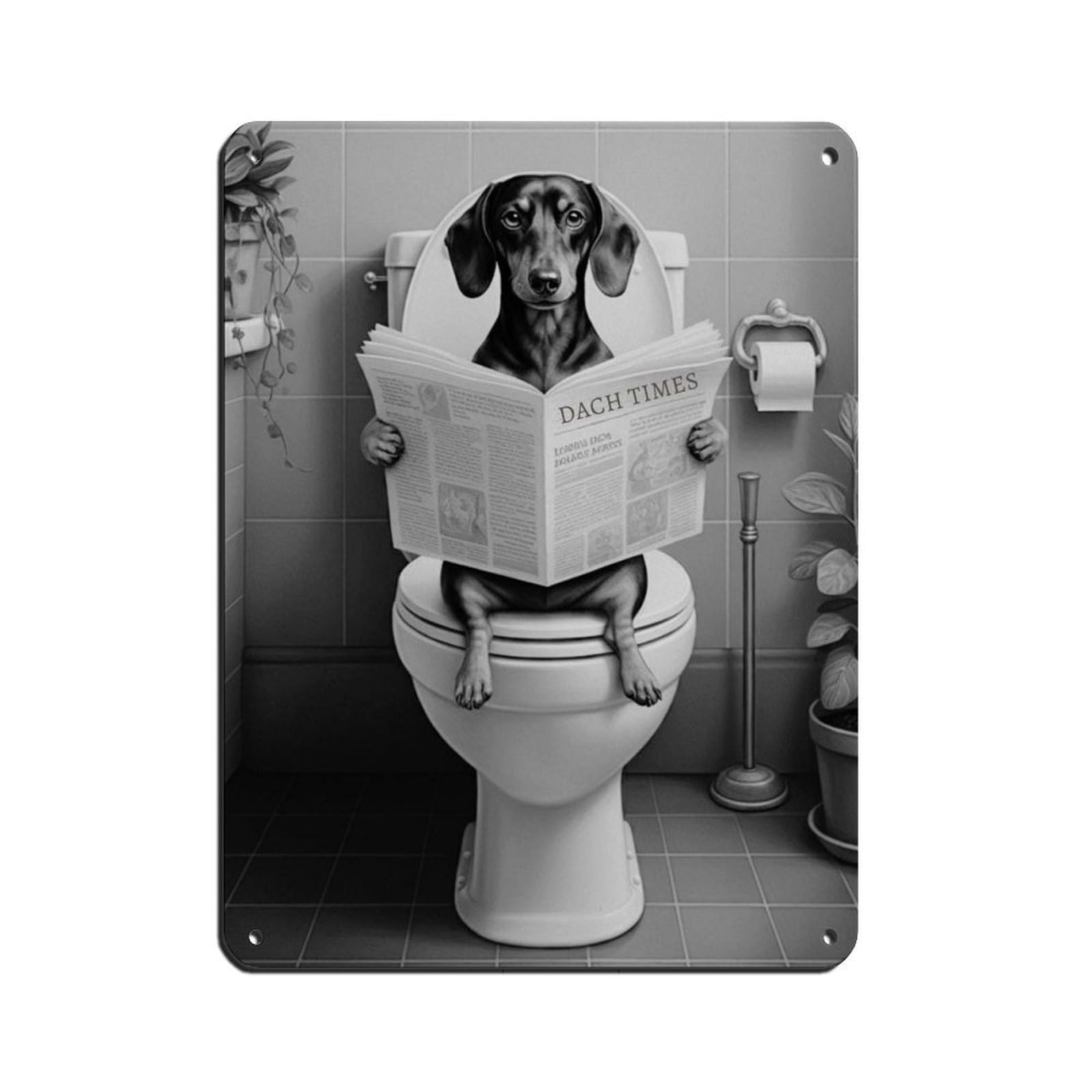Dachshund Dog Bathroom Art (4) Retro Poster Metal Tin Sign Chic Art Retro Iron Painting Bar People Cave Cafe Family Garage Poster Wall Decoration 12x16inch(30x40cm)
