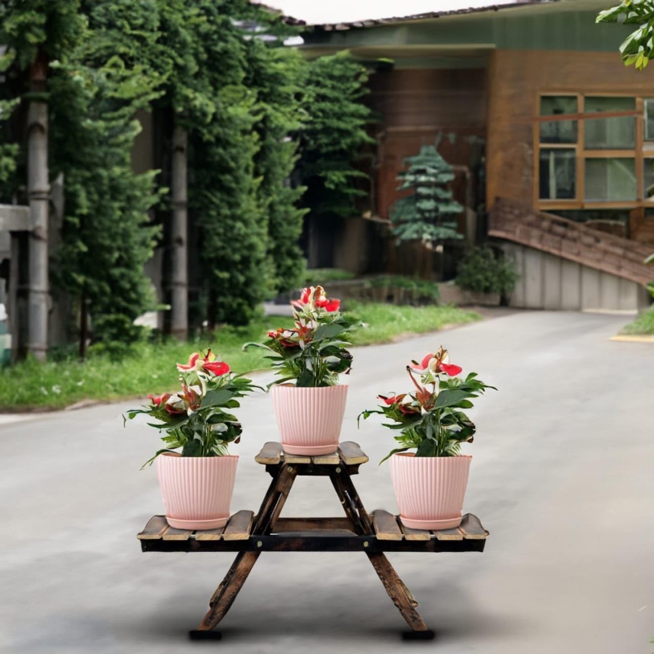 HADI HANDICRAFTS Wooden Multipurpose Folding Rack/Plant Stand with 3 Deck | Living Room Side Stand/Wooden Stool/Flower Pot Stand | Vase Stand | Foot Rack (B0CMQK912R) Amazon Price History, Amazon Price Tracker