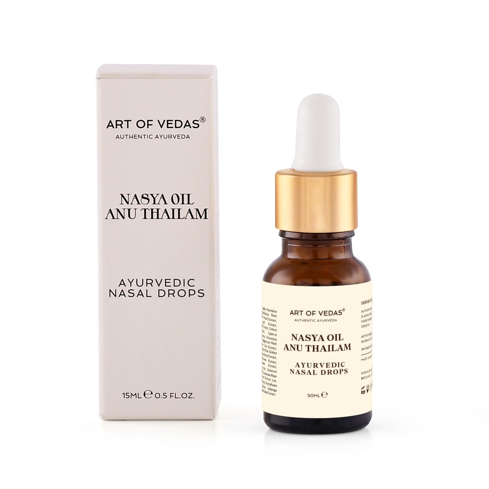 Olio Nasya 50 ml | Anu Thailam | Gocce nasali ayurvediche autentiche | Formula classica in olio di sesamo | Per Dinacharya quotidiano, yoga e ritualità