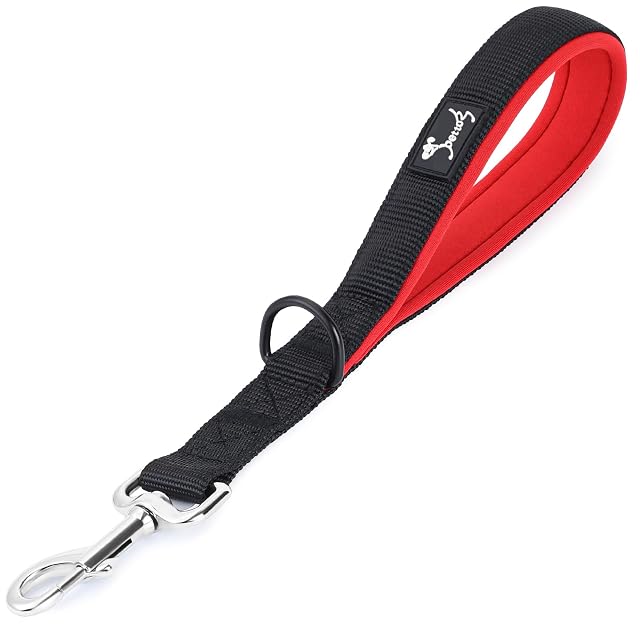 PETTOM Correa de Perro Corta Nylon con Mango Suave, Correas Perro para Entrenamiento Caminar Viajar Negro M