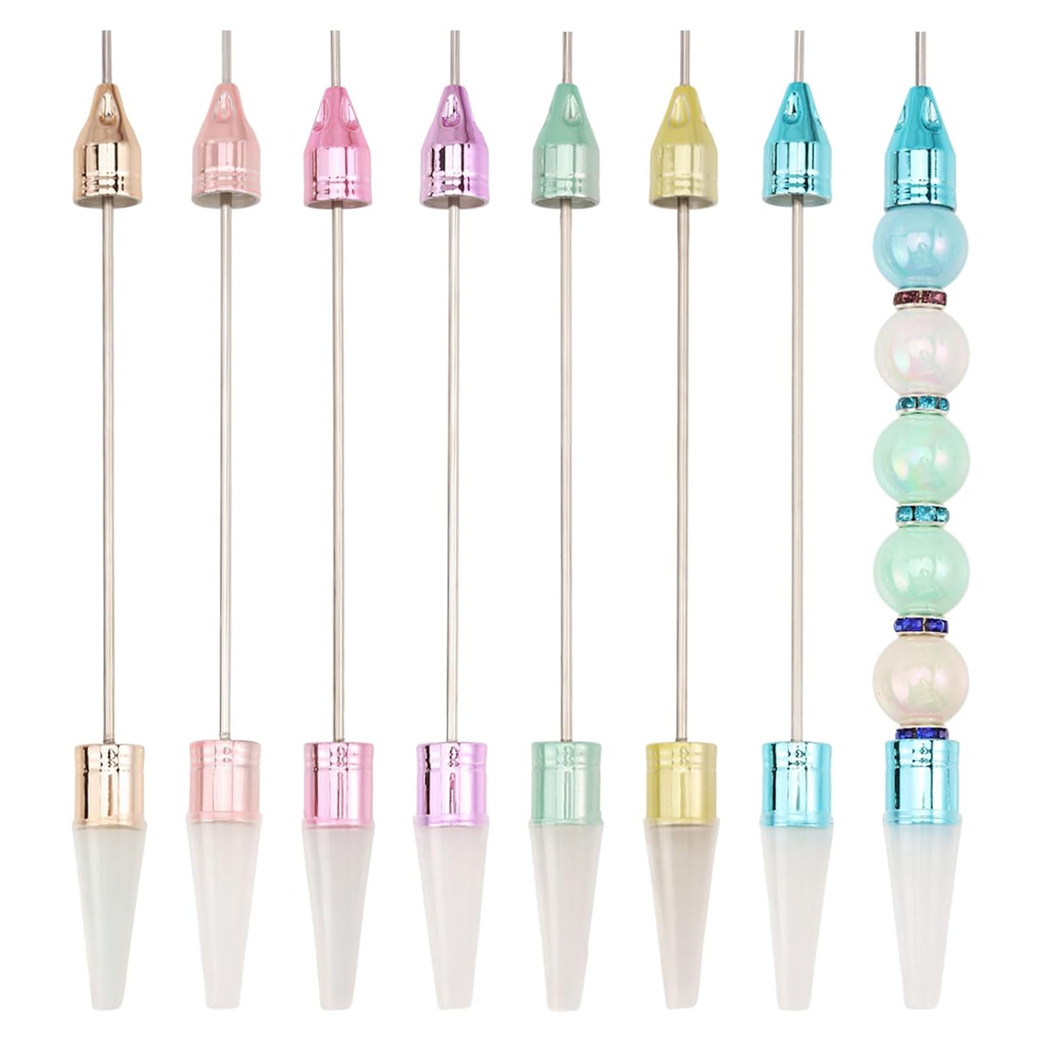 7 Pcs Beadable Rhinestone Picker Dotting Pen Dual-ended Beadable DIY Nail Design Tools for Pick Up and Place Gems Stones Crystals Art Crafts, 7 Colors