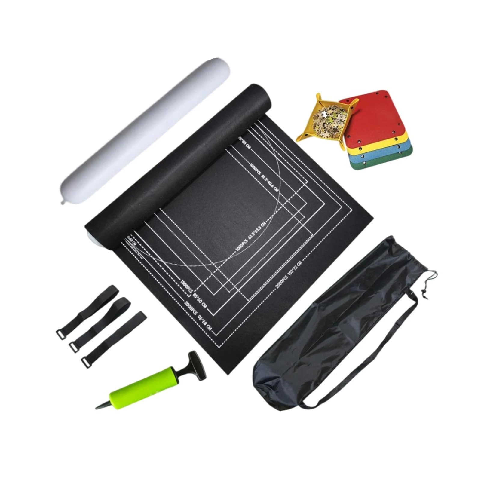 Tappetino for puzzle arrotolabile da 2000 pezzi Roll Your Puzzle - Tappetino portaoggetti portatile con borsa for la raccolta dei pezzi Tubo gonfiabile for gioco su tappetino per puzzle, giochi(Black)