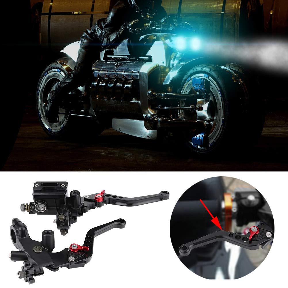Aramox Guidon Moto 22Mm Leviers de maître-cylindre de frein, 1 paire de leviers de réservoir de maître-cylindre d'embrayage de frein universel pour moto 7/8 "(22 mm), noir