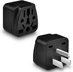 Paquet de 2 US Adaptateur de prise de voyage, EU,UK,AU,CN,NZ à USA (Type B), Noir 3 Un monde fondé sur USA Adaptateur de voyage pour les Plugs européens, britanniques, australiens et chinois
