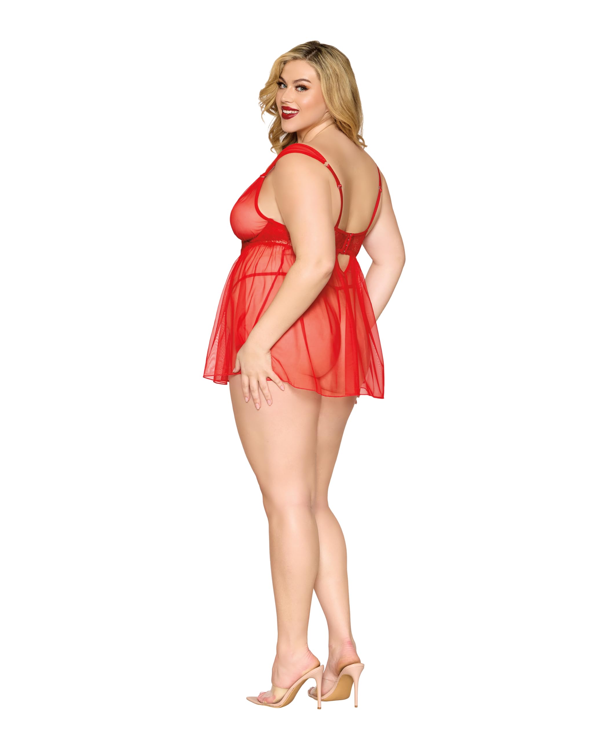 Dreamgirl Damen Plus Size Babydoll & G-String Nachthemd