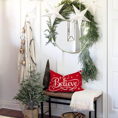 Miniatura 7 de Fundas de almohada rojas de Navidad de 12 x 20 pulgadas, decoración navideña de Navidad, almohadas lumbares, fundas de almohadas decorativas,