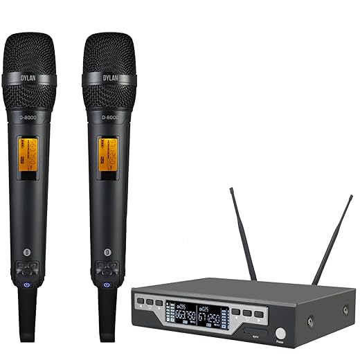 DYLAN Microfone Sem Fio D 8000S Mao Duplo Digital UHF Preto XLR