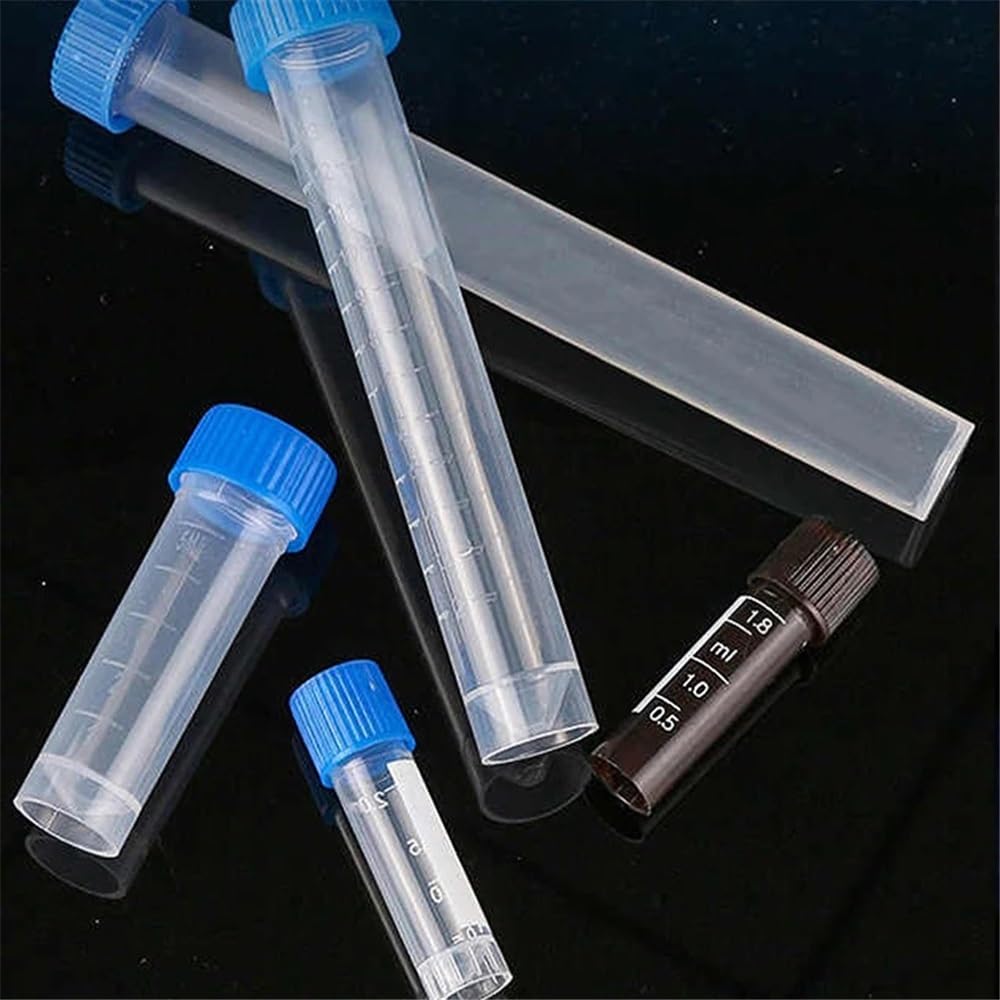 Équipements et fournitures de laboratoire Lot de 100 tubes et flacons en plastique avec bouchon à vis for échantillons produits chimiques (1 15 ml)