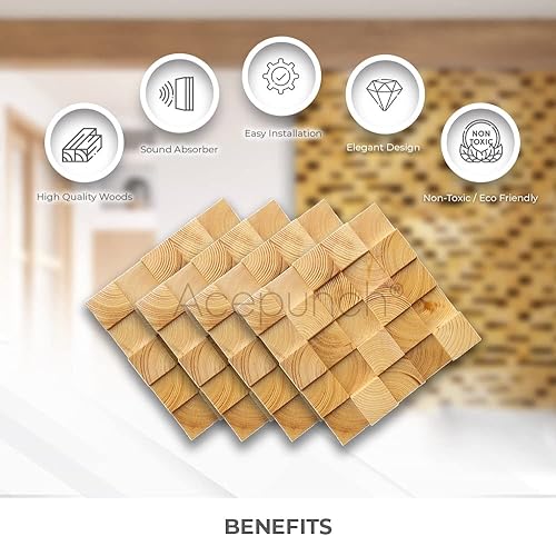 Miniatura 3 de 12 Mosaico artístico 3D de alta calidad Finlandia de madera de alta calidad, panel de arte de pared, difusor de sonido acústico, STC 27, decoración