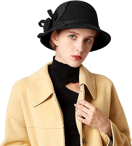 Miniatura 2 de Sombreros de cubo de flores para mujer, vestido de ala ancha, sombrero de cloche de iglesia, sombreros de boliche de boda, fiesta de té, Fedora