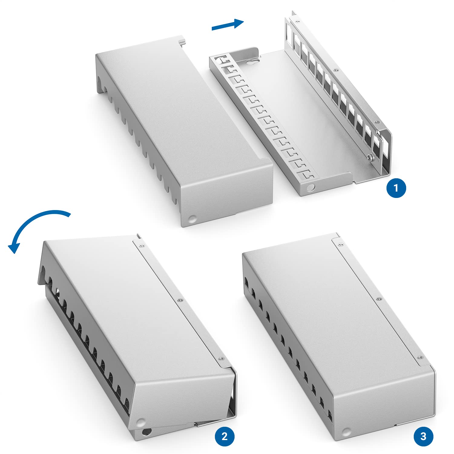 Patch Panel DeleyCON 6 Porte 1RU Per Moduli Keystone – Grigio, Per RJ45, HDMI, USB E Coassiale! - 2