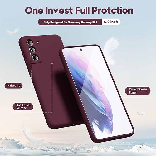 Miniatura 3 de oakxco Funda para teléfono Samsung Galaxy S21 con agarre de silicona líquida, bonita funda delgada y delgada de goma suave de poliuretano